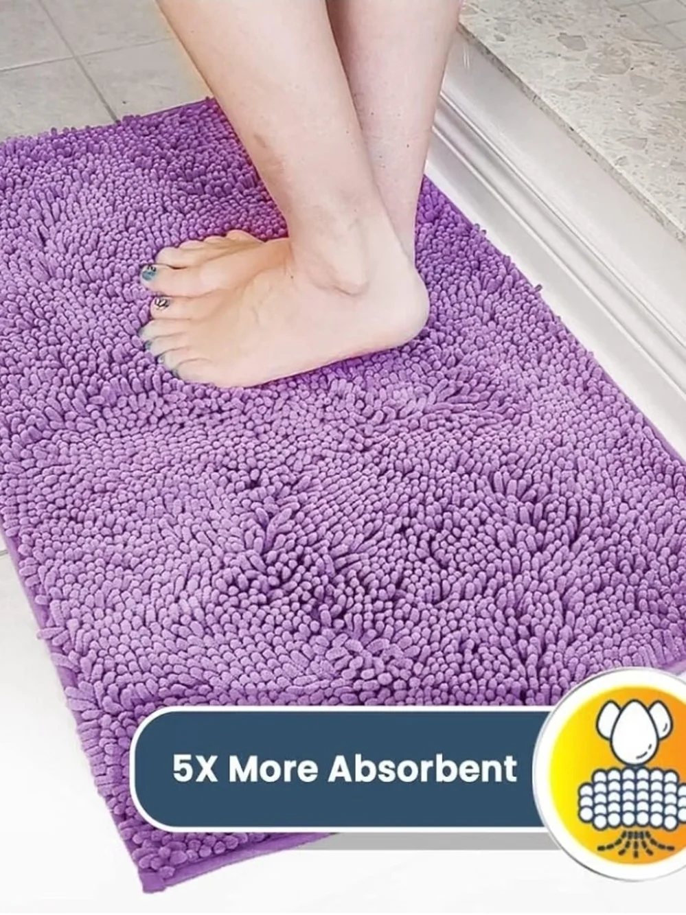 Plush Chenille Bath Rug - Purple
